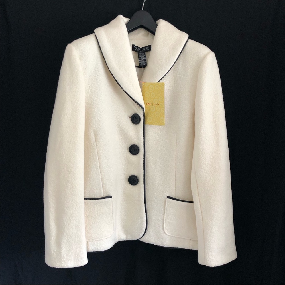 Dialogue Cream Wool Blend Jacket Career or Dressy Size XL NWT